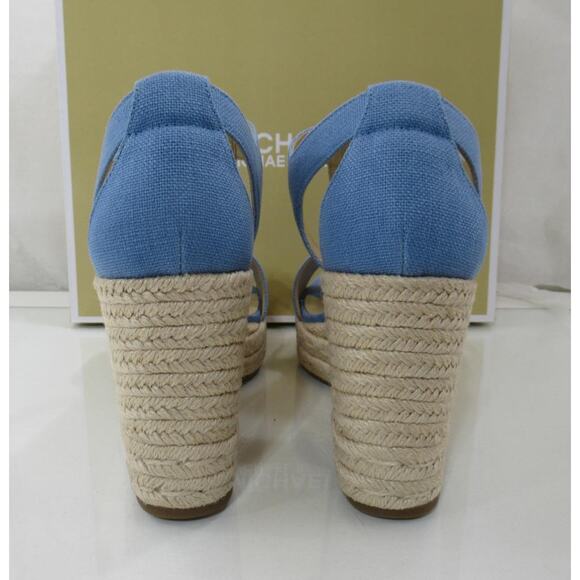 Michael Kors Berkley Mid Platform Wedge Sandals Espadrille French blue Size 9.5 - Picture 6 of 7